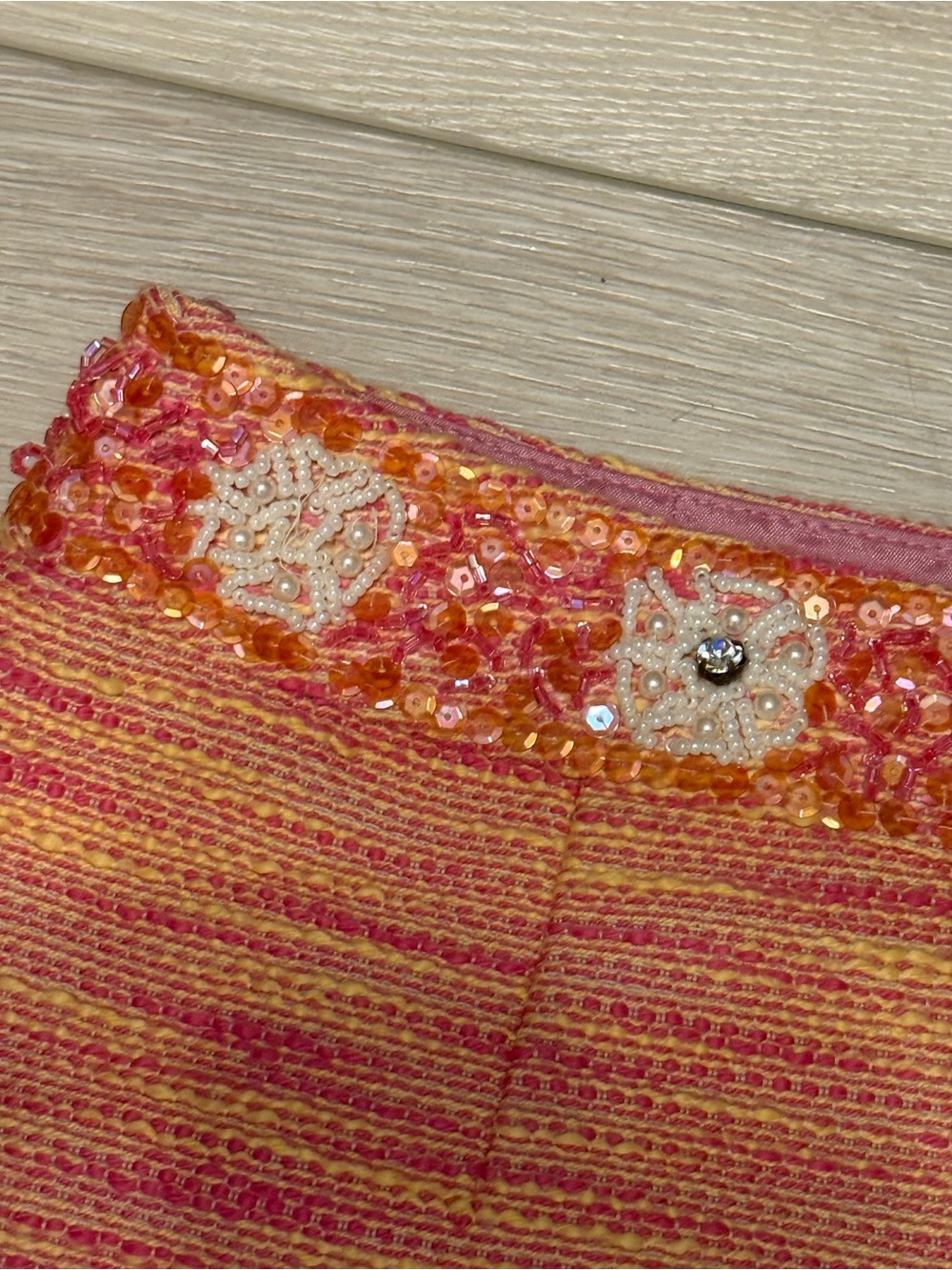Teri Jon Pink and Orange Tweed A-Line Mini Skirt - Picture 6 of 7